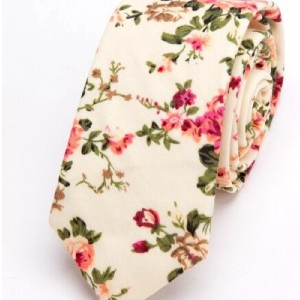 Men's Pink & Tan Floral Tie. Great gift for your dad